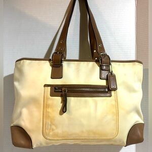 Coach vintage Elegant Cream and Brown Tote Bag